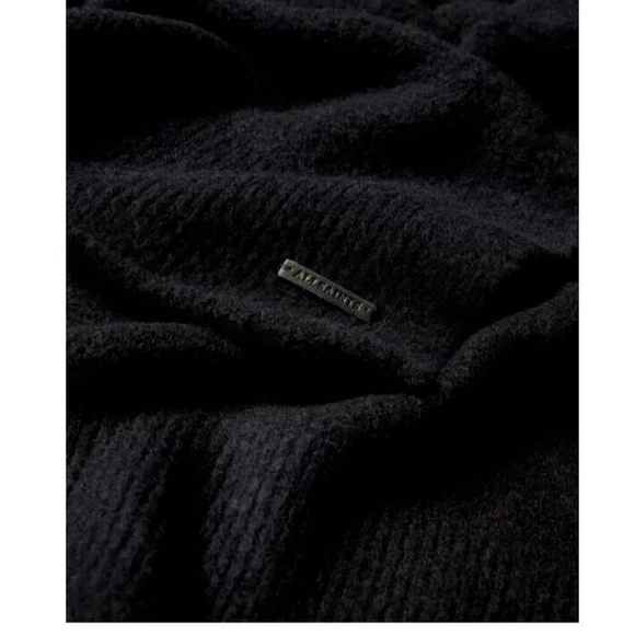 ALLSAINTS Garter Roll Scarf Black 16''x80'' - Picture 2 of 5